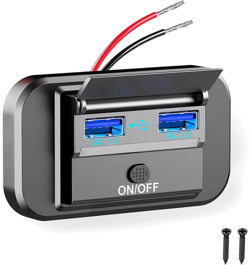 Carregador USB duplo rápido 3.0 para Motorhome, Trailer, Camper