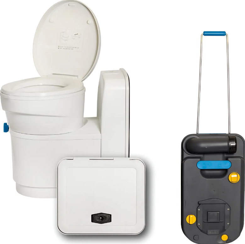 Vaso sanitário cassete luxo com caixa de detritos e porta de serviços