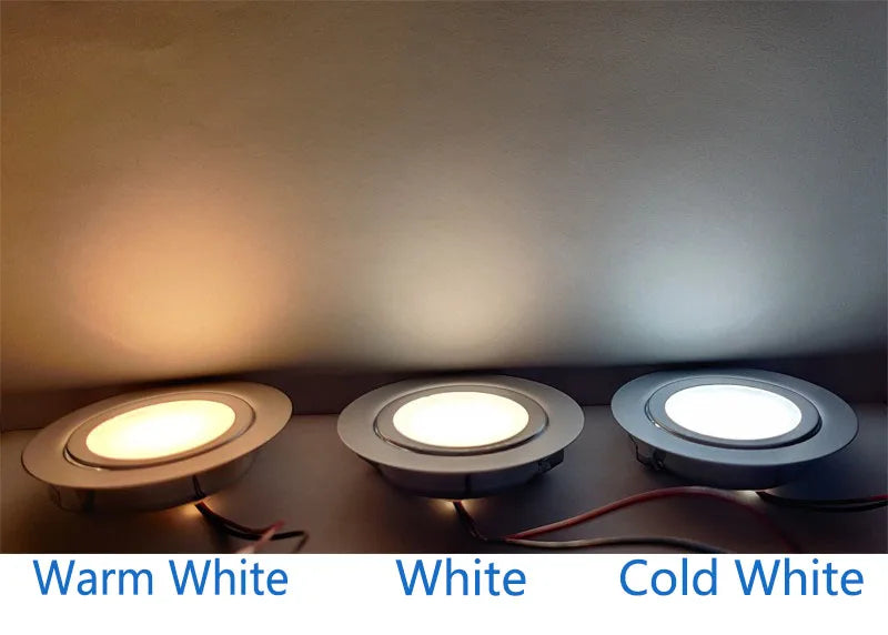 Kit 05 Refletores LED Slim Embutido 68mm - 12V ou 24V / 3W / Design invisível. Impacto Absoluto.
