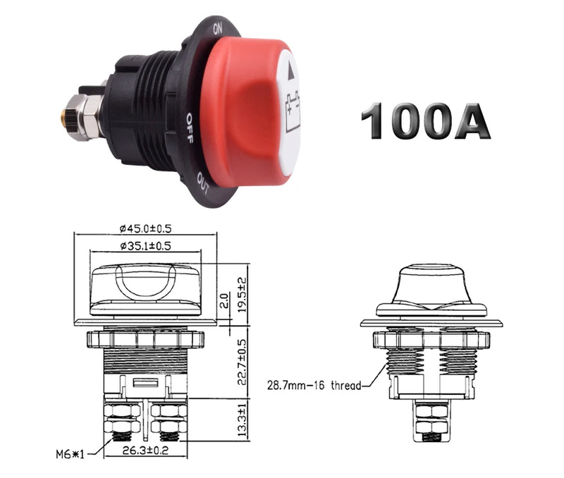 Interruptor de corte de bateria rotativo 12V 24V DC 50A 100A 200A 300A