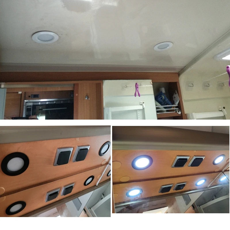 Kit 05 Refletores LED Slim Embutido 68mm - 12V ou 24V / 3W / Design invisível. Impacto Absoluto.