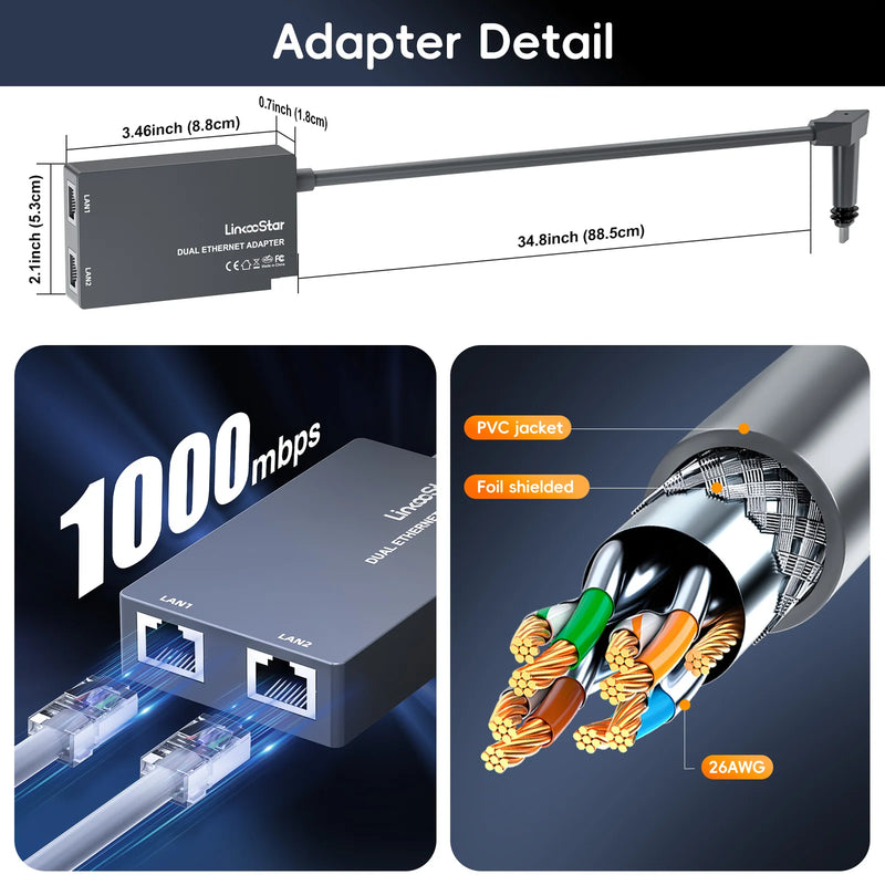 Adaptador Ethernet Starlink 1 para 2 – Conectividade Estável e sem Limites