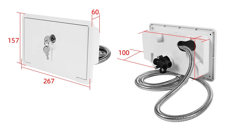 Chuveiro externo 1,5m com porta e chave Motorhome Trailer Camper