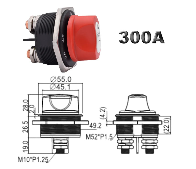 Interruptor de corte de bateria rotativo 12V 24V DC 50A 100A 200A 300A