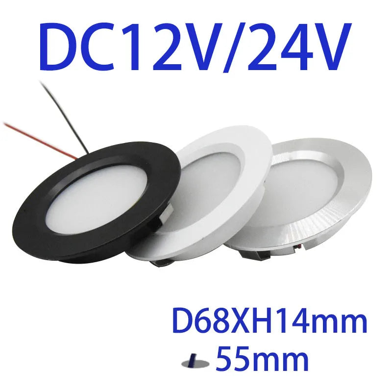 Kit 05 Refletores LED Slim Embutido 68mm - 12V ou 24V / 3W / Design invisível. Impacto Absoluto.